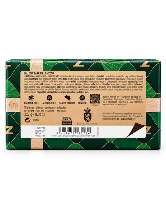 Neuhaus Dark Belgian Chocolate Pralines Gift Box – 19 Pieces (8.01 oz)
