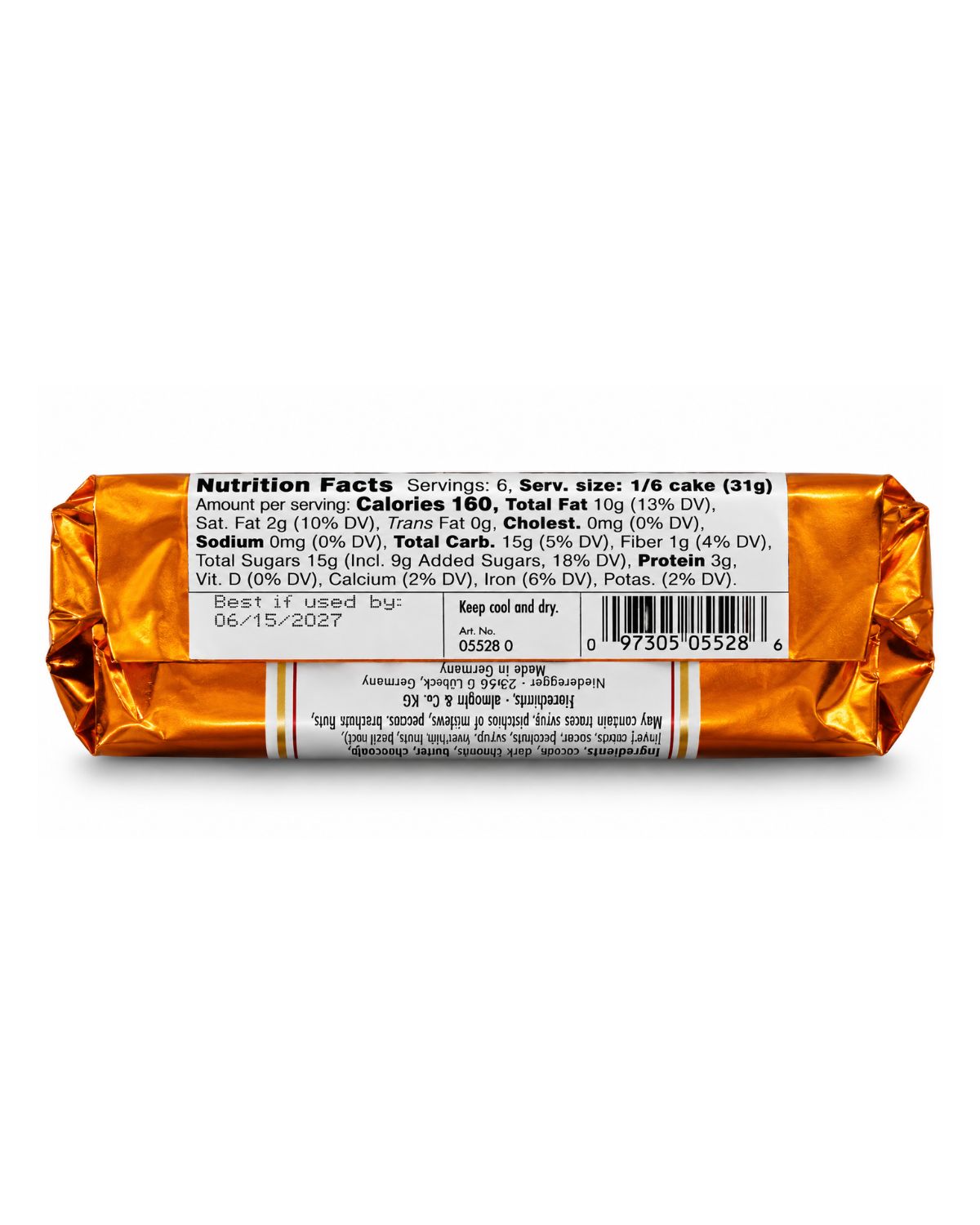 Niederegger Lübeck Orange Marzipan with Dark Chocolate – 4.4 oz (125 g)