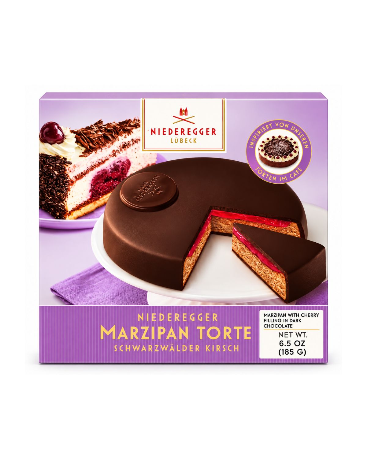 Niederegger Lübeck Black Forest Cherry Marzipan Torte – 6.5 oz (185 g)