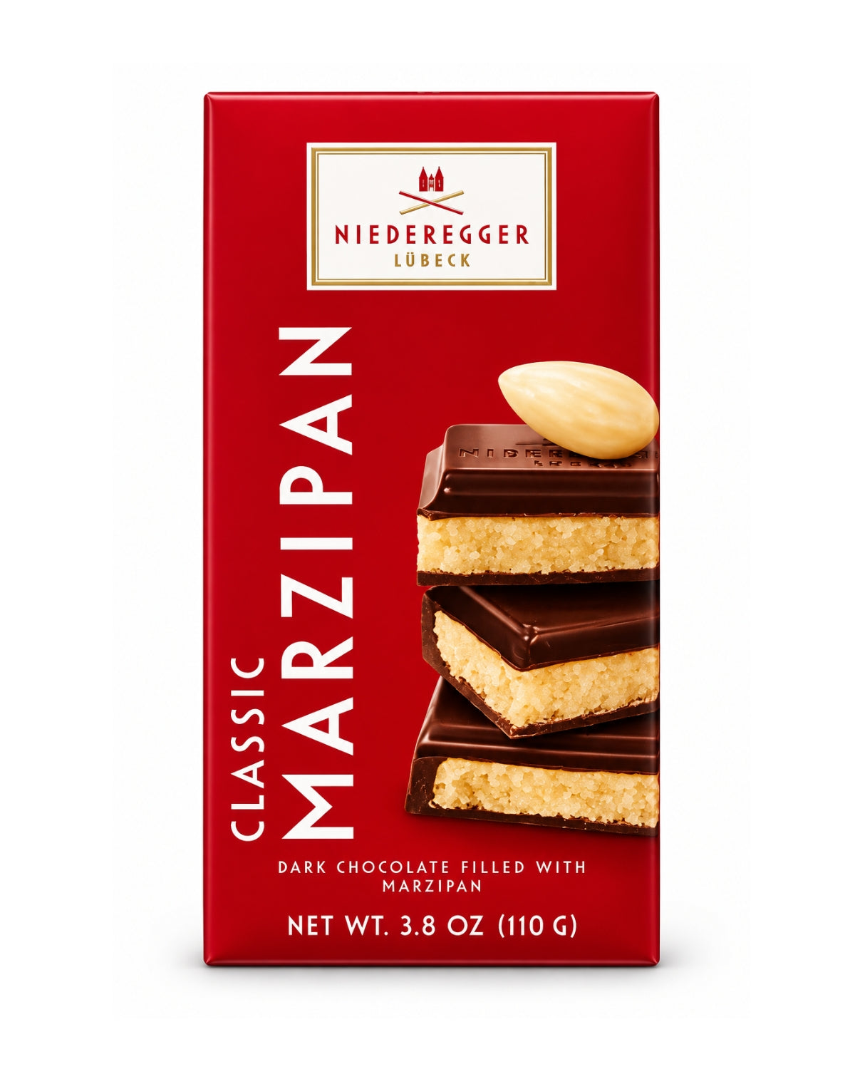 Niederegger Lübeck Classic Marzipan Dark Chocolate Bar, 3.8 oz