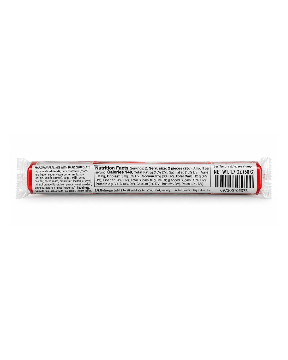 Niederegger Lübeck Classic Marzipan Mini Treats – 3 Pieces, 1.8 oz (50 g)