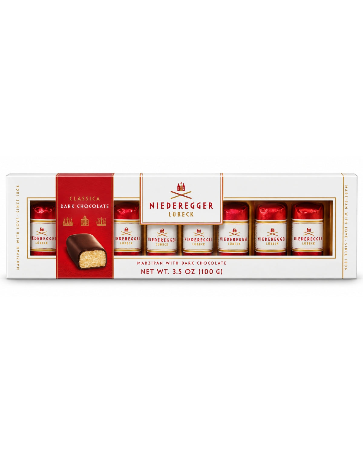 Niederegger Lübeck Classica Dark Chocolate Marzipan Pralines – 3.5 oz (100 g)