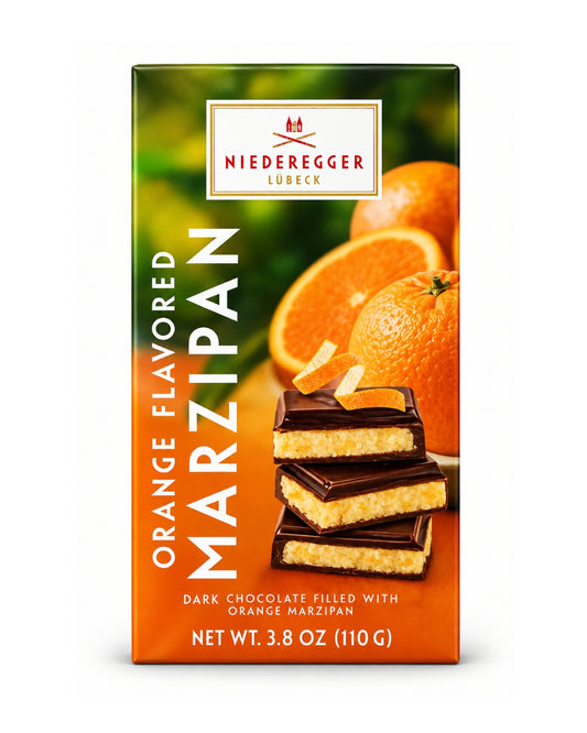 Niederegger Lübeck Orange Marzipan Dark Chocolate Bar, 3.8 oz