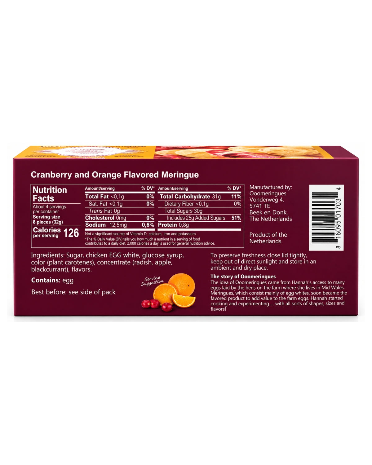 Ooomeringues Cranberry Orange Meringues – Festive Sweet Treats, 4.59 oz