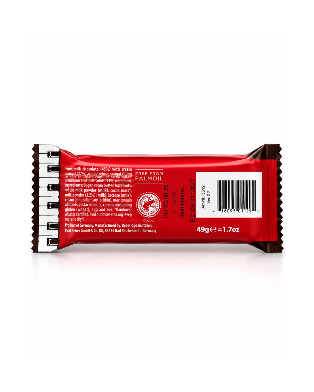 Reber Mozart Piano Bar – German Chocolate Gift, 1.7 oz