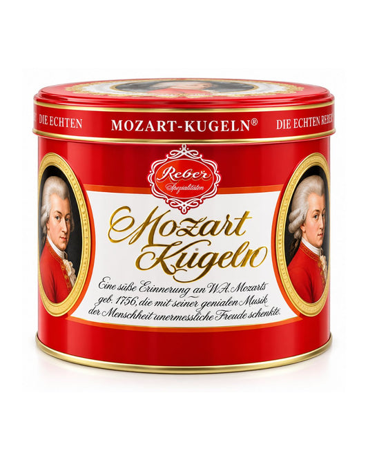 Reber Mozart-Kugeln German Chocolate Pralines – Red Gift Tin