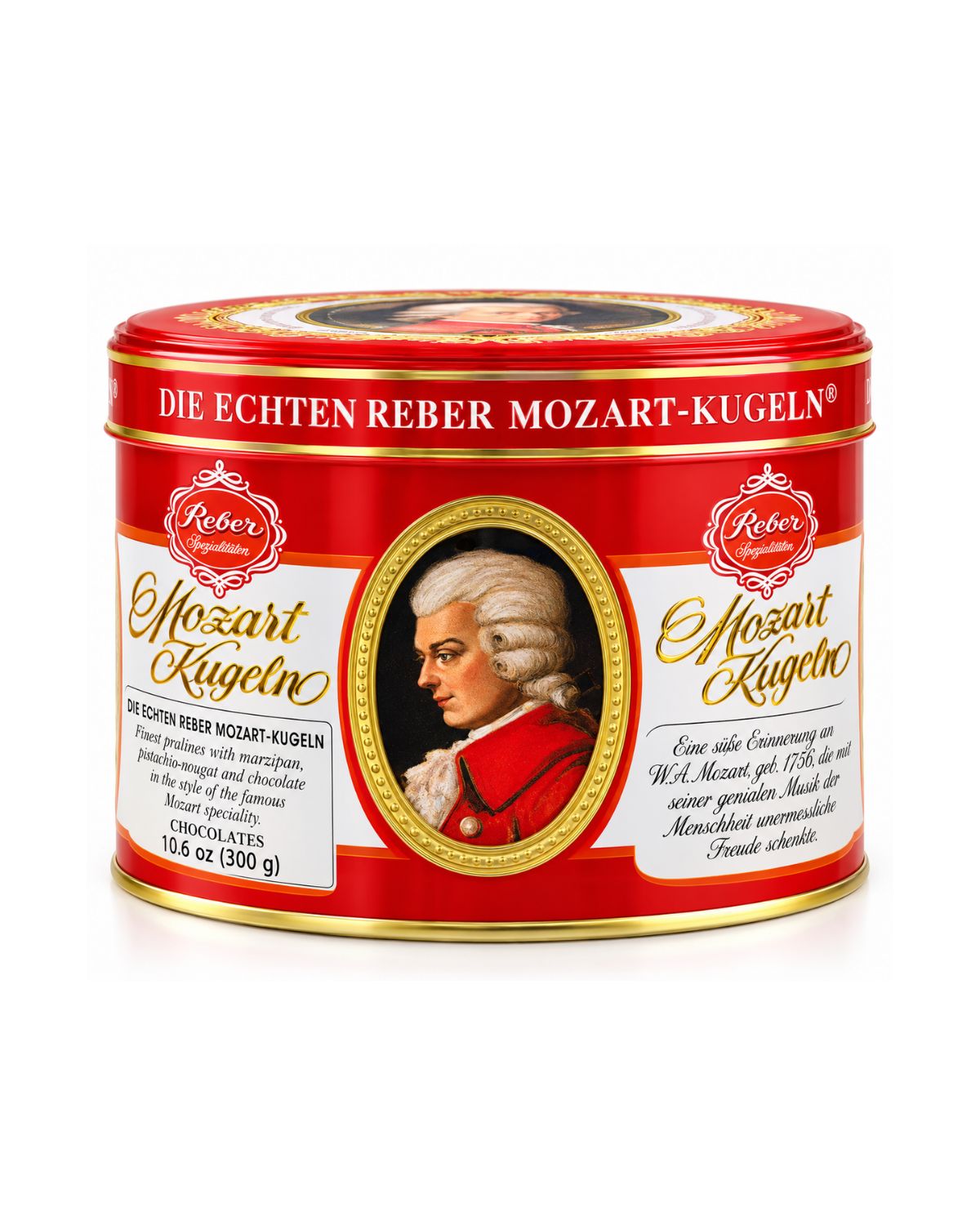 Reber Mozart-Kugeln German Chocolate Pralines – Red Gift Tin