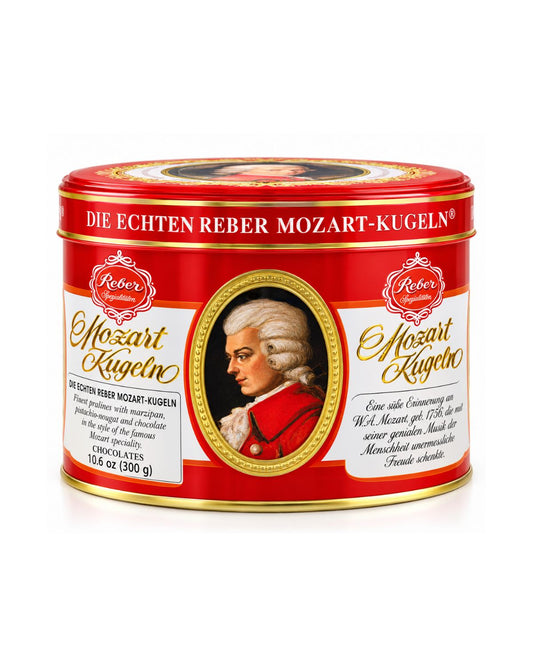 Reber Mozart-Kugeln German Chocolate Pralines – Red Gift Tin