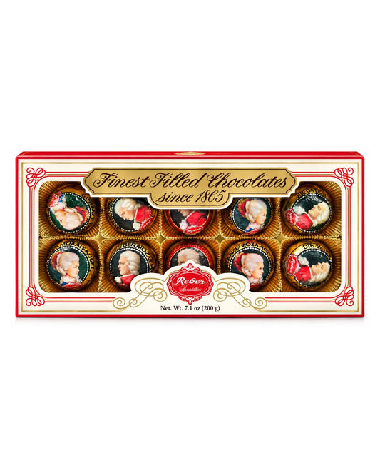 Reber Mozart Kugeln – German Filled Chocolate Pralines Gift Box, 10 Pieces (7.1 oz / 200 g)
