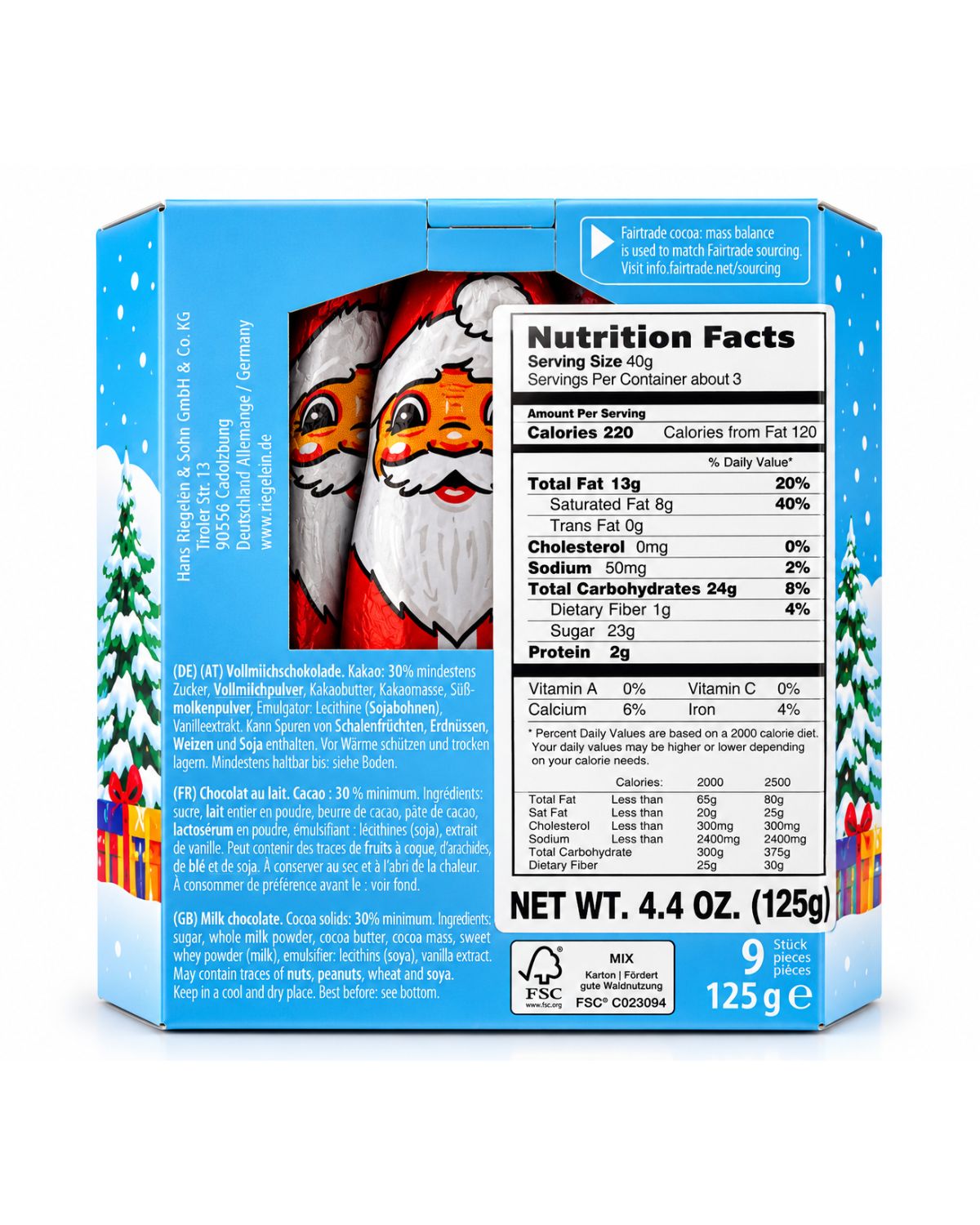 Riegelein Milk Chocolate Santa Claus Figures – Christmas Gift Box