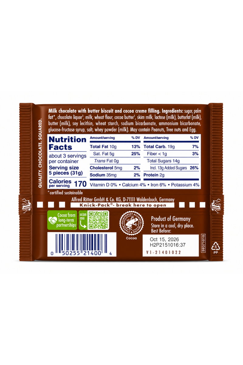 Ritter Sport Butter Biscuit with Milk Chocolate