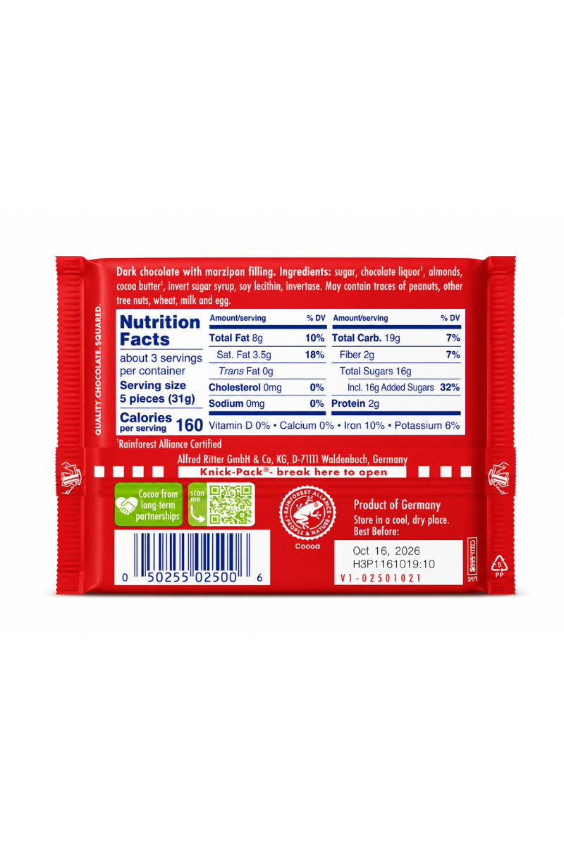 Ritter Sport Dark Chocolate with Marzipan