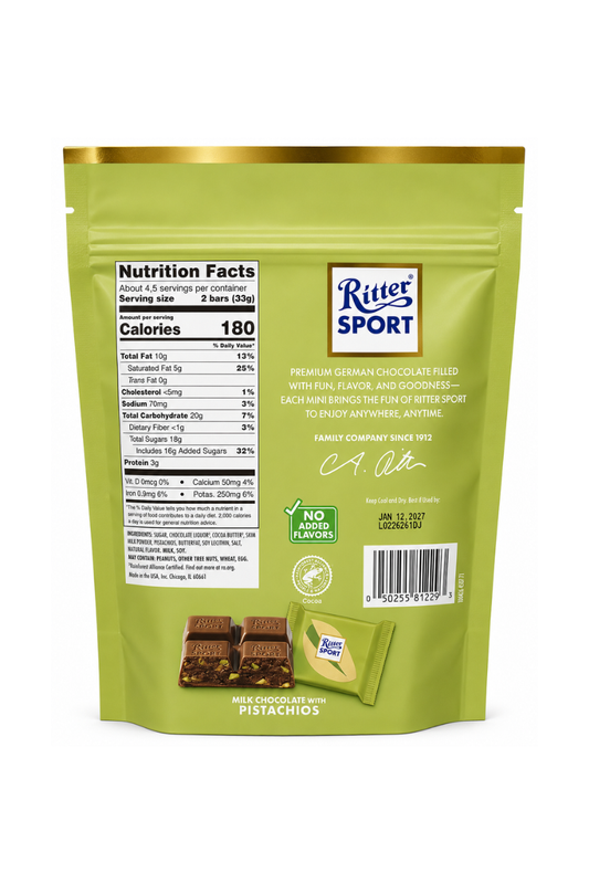 Ritter Sport Milk Chocolate Pistachio Mini Bag