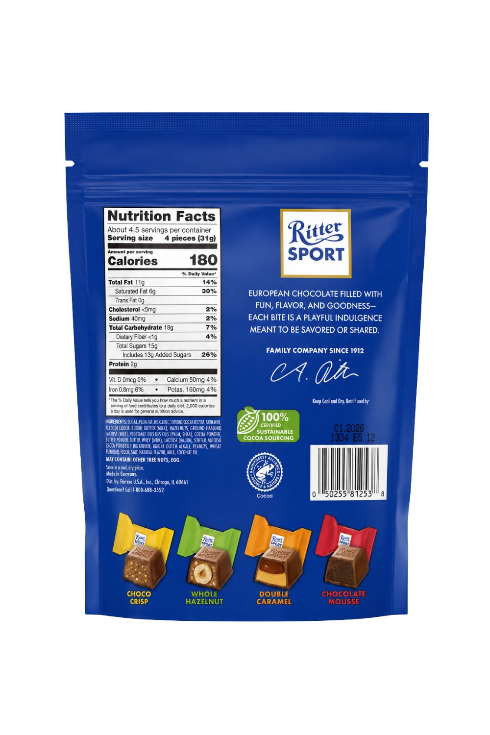 Ritter Sport Mixed Chocolate Cubes,4.95 oz