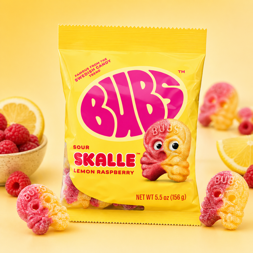 BUBS SOUR SKALLE LEMON RASPBERRY GUMMIES