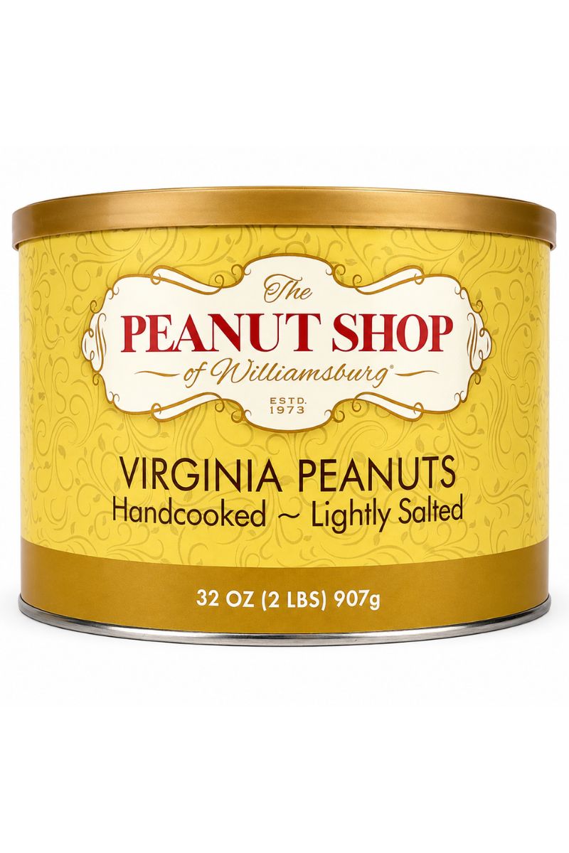 The Peanut Shop of Williamsburg Handcooked Lightly Salted Virginia Peanuts 32 oz Tin
