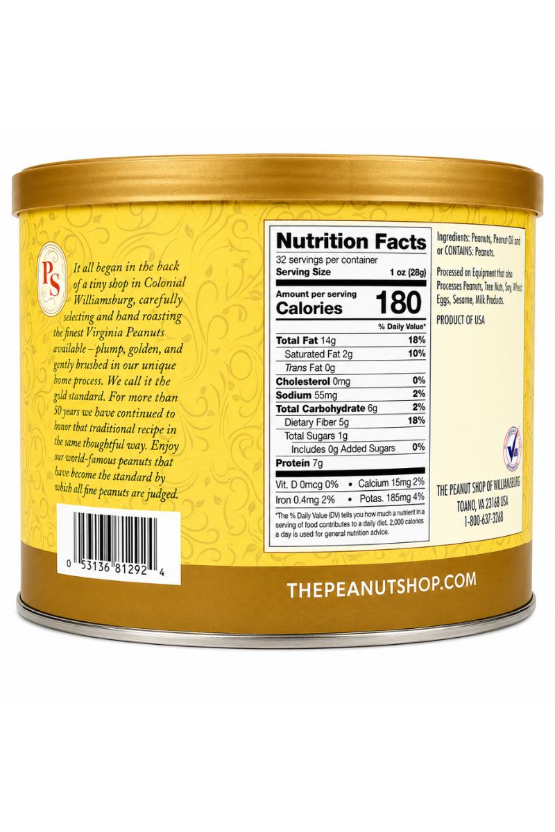 The Peanut Shop of Williamsburg Virginia Peanuts – Handcooked Lightly Salted, 32 oz (2 LB)