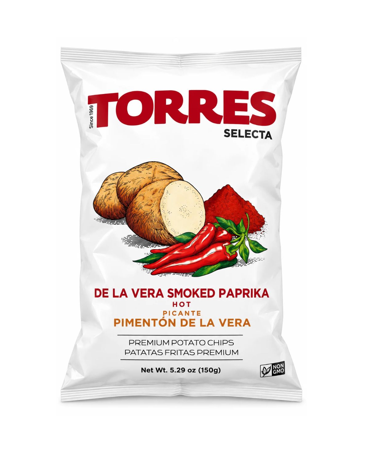 Torres Selecta De La Vera Hot Smoked Paprika Premium Potato Chips 5.29 oz (150 g)