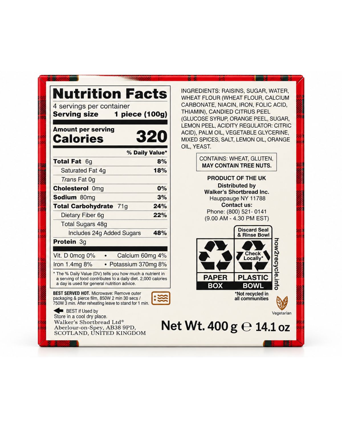 Walker's Decadent Scottish Christmas Fruit Pudding – 14.1 oz (400 g)