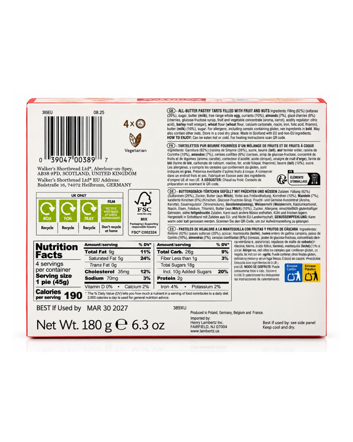 Walker's Ecclefechan Tarts – Traditional Scottish Fruit Tarts, 6.3 oz