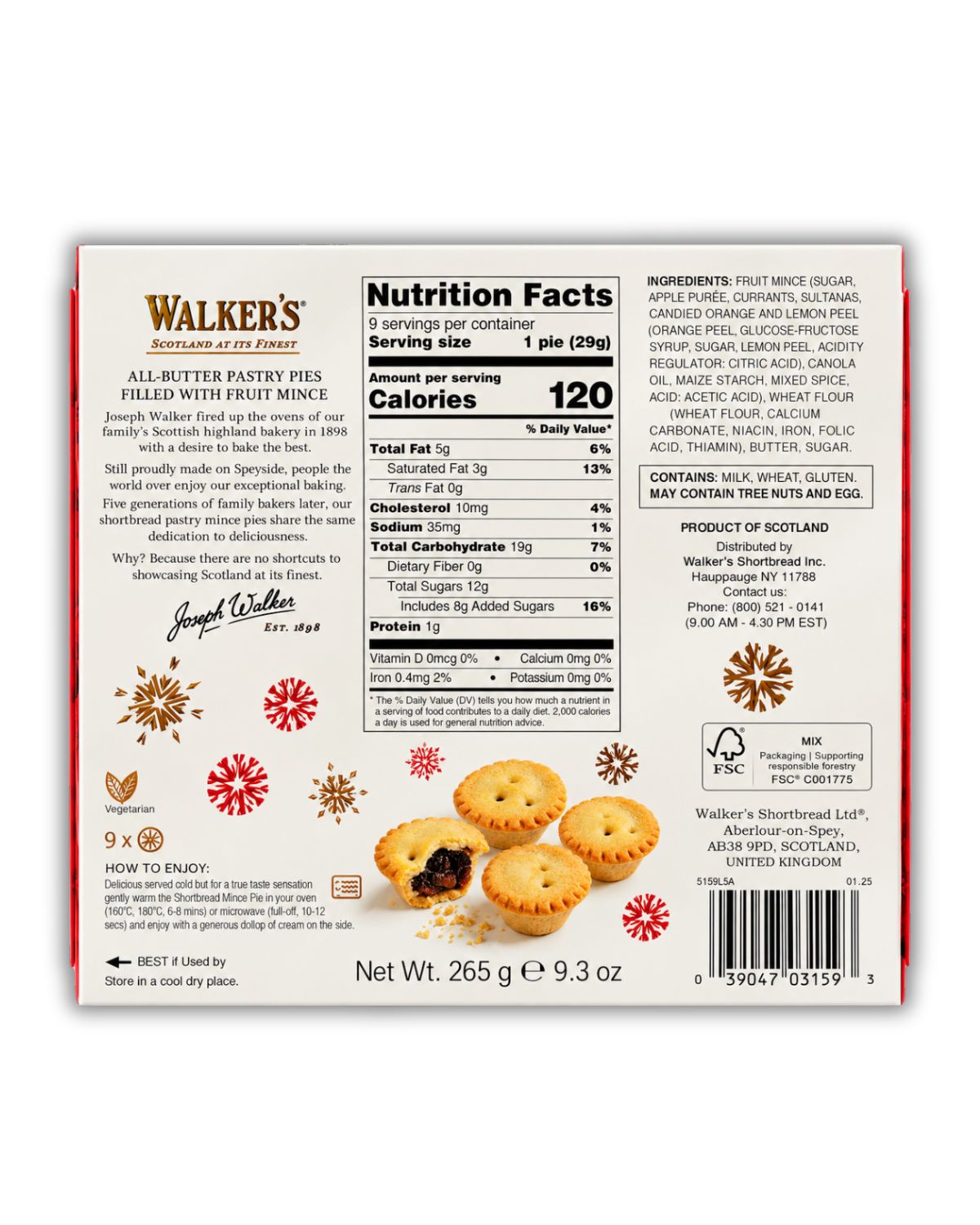 Walker's Mini Mince Pies – Traditional Scottish Christmas Pies, 9.3 oz