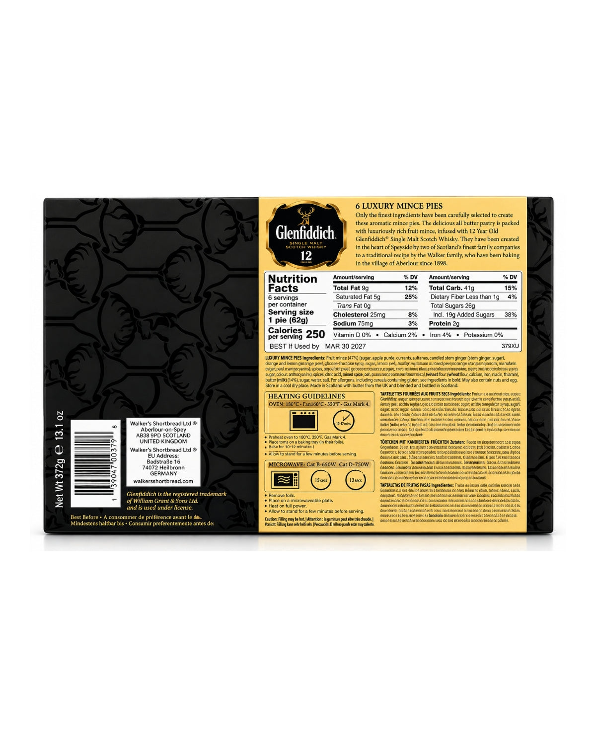 Walker's Glenfiddich Whisky Mincemeat Tarts – Scottish Holiday Treats, 13.1 oz