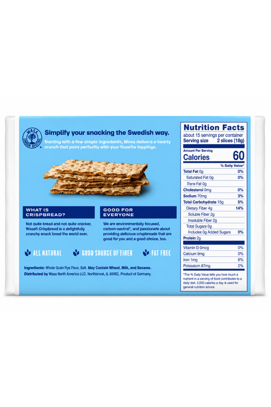 Wasa Light Rye Swedish Style Crispbread – Non-GMO, 9.5 oz