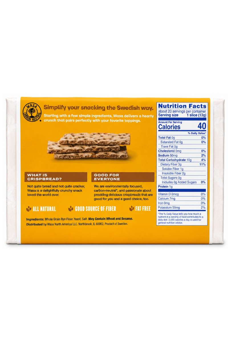 WASA WHOLE GRAIN CRISPBREAD, 9.2 OZ