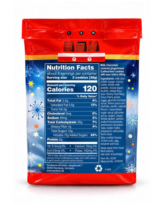 Wicklein Cherry-Filled Chocolate Gingerbread Cookies – 7.05 oz