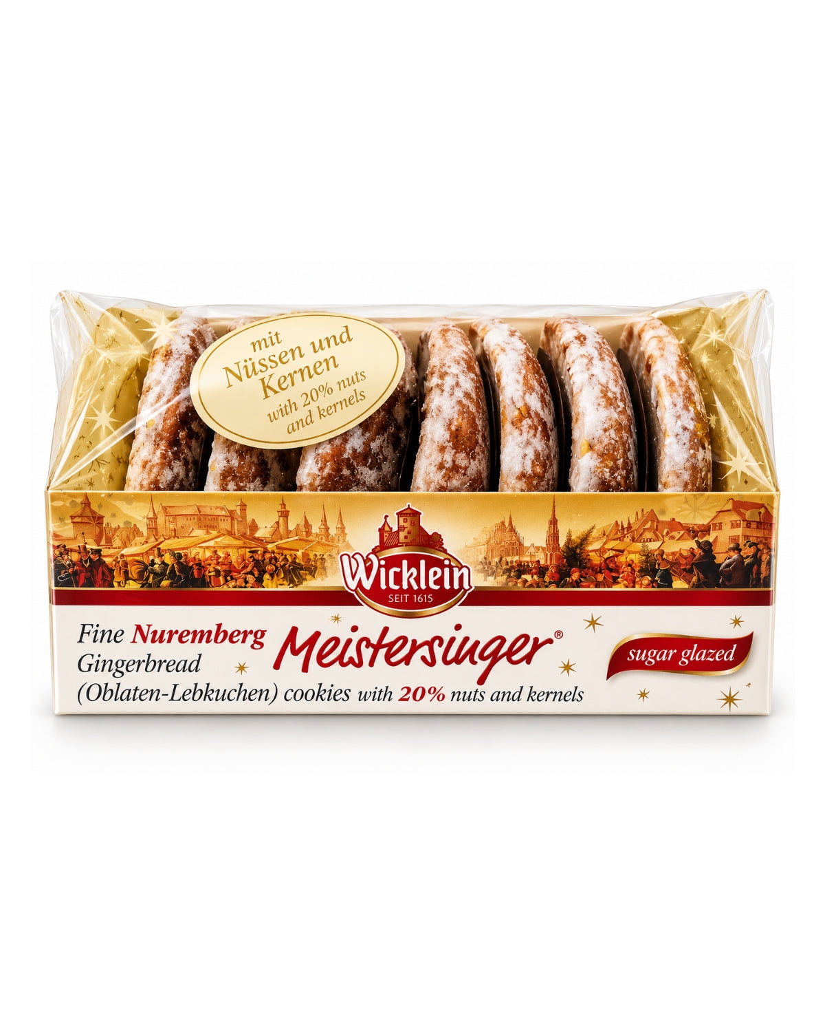 Wicklein Meistersinger Glazed Gingerbread Lebkuchen – German Christmas Cookies, 7.05 oz