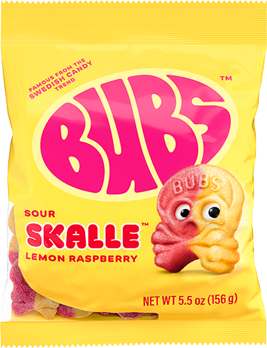 BUBS Sour Skalle Lemon Raspberry Swedish Gummy Candy, 5.5oz