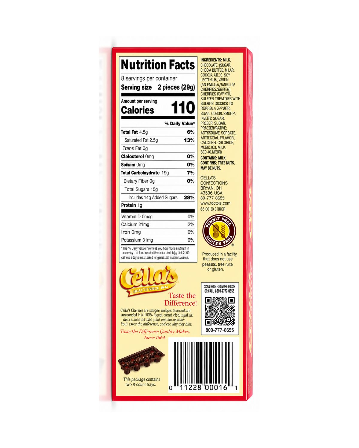 cellas milk chocolate cherries 8 oz — back