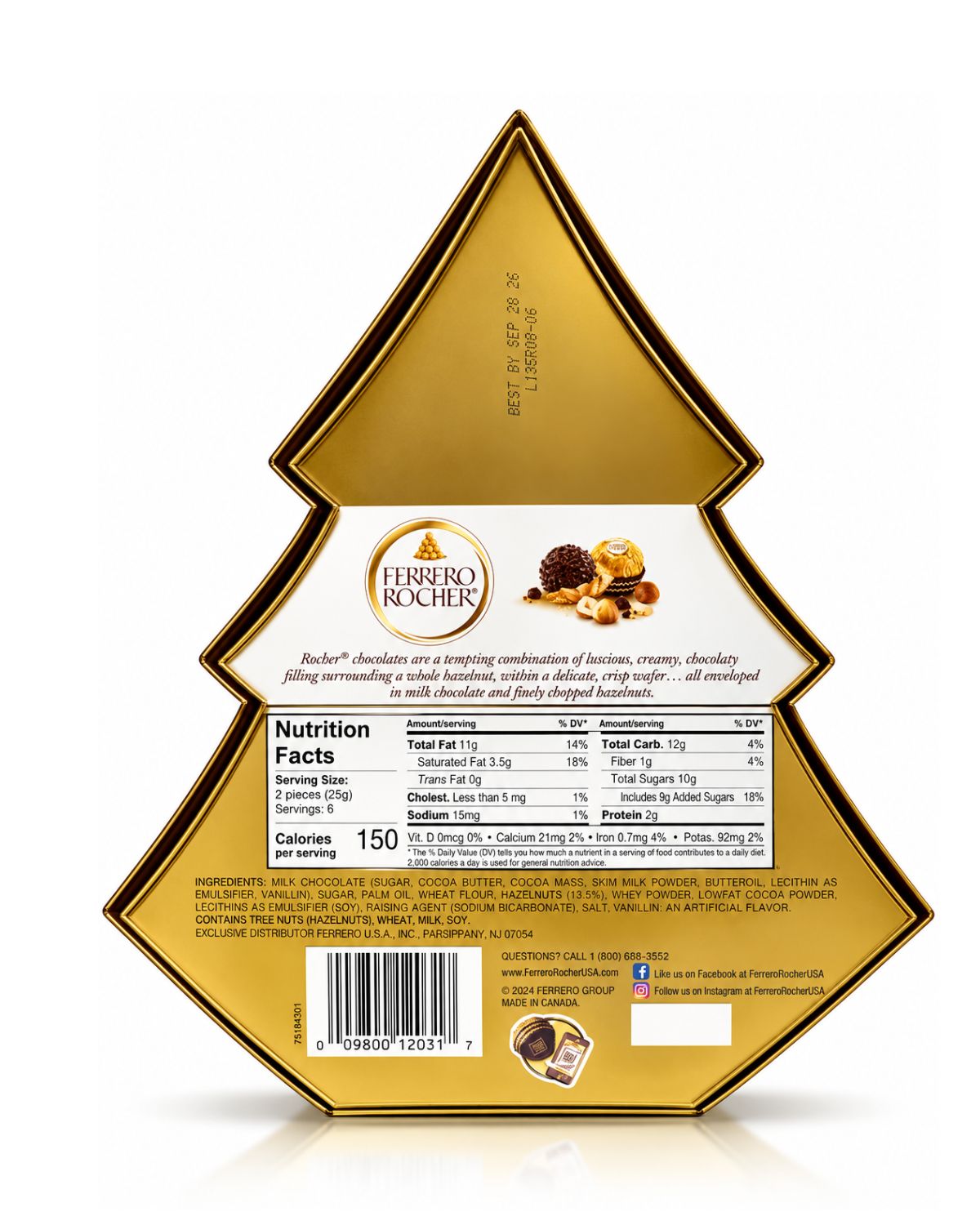 ferrero rocher tree gift box 12 pc 5 3 oz — back