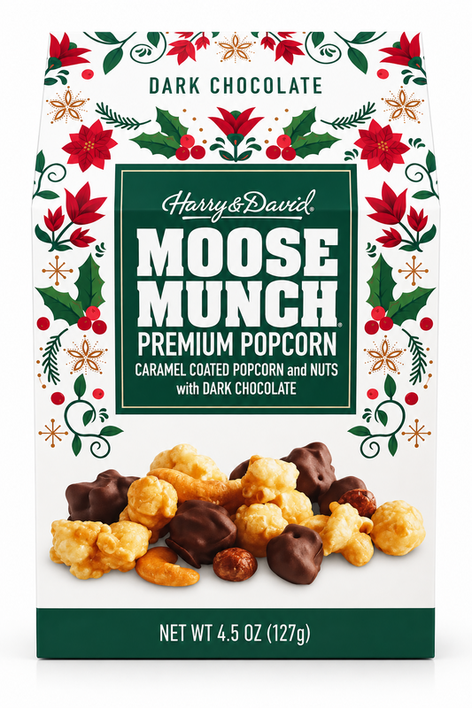Harry & David Moose Munch Dark Chocolate Premium Popcorn 4.5 oz 127 g holiday box