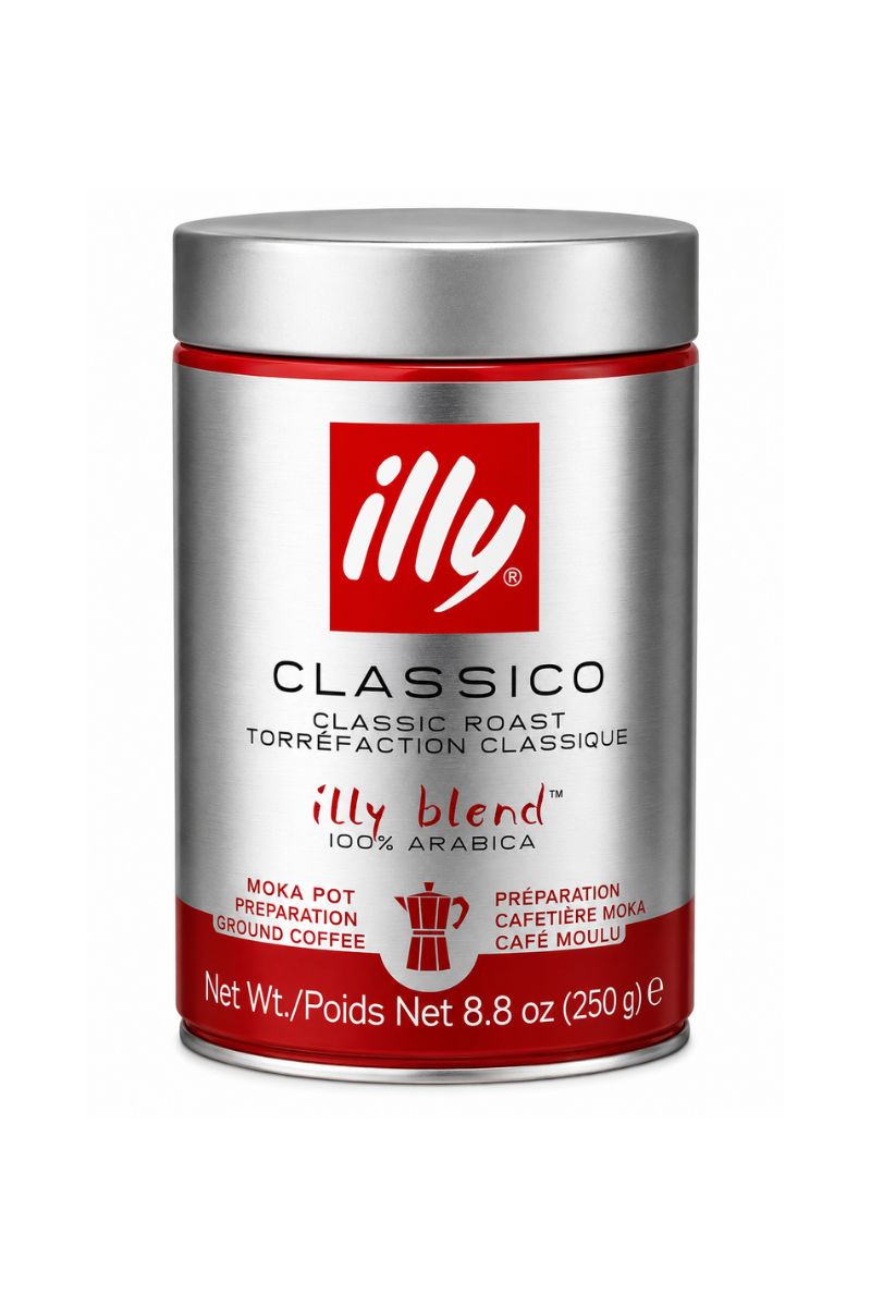 illy Classico Classic Roast Moka Pot Ground Coffee 250g tin — 100% Arabica Italian coffee