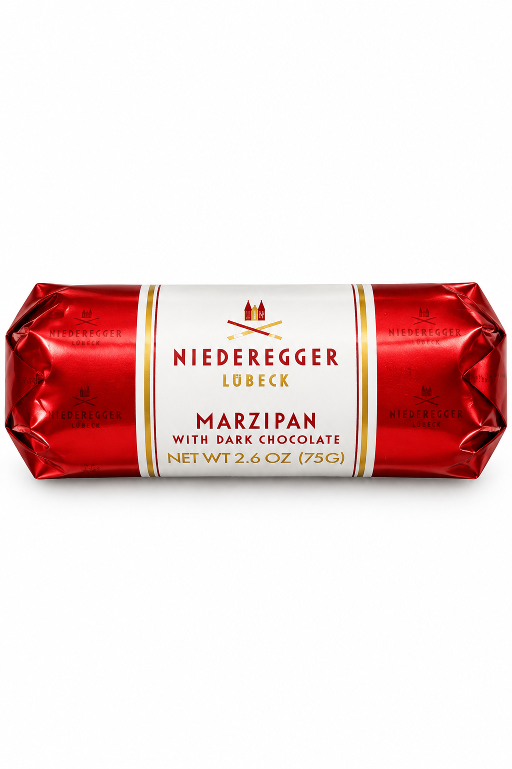 Niederegger Lübeck marzipan with dark chocolate 75g red foil German almond marzipan bar