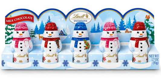 Lindt Mini Snowman 5-Pack milk chocolate Christmas gift 1.7 oz each
