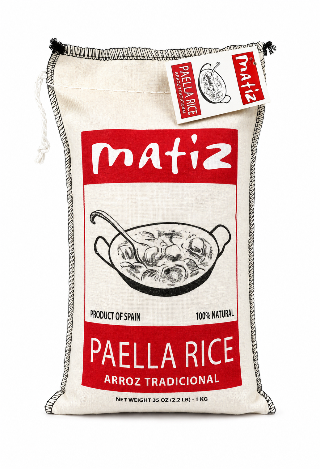 Matiz Paella Rice Arroz Tradicional 35 oz 1 kg canvas bag