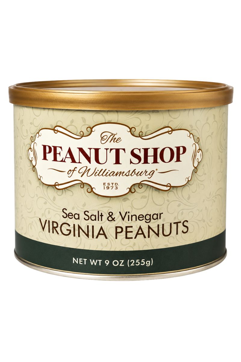 The Peanut Shop of Williamsburg Sea Salt and Vinegar Virginia Peanuts 9 oz can