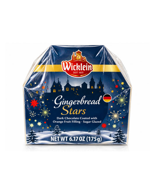 Wicklein Gingerbread Stars – Dark Chocolate & Orange Filled German Christmas Cookies 6.17 oz