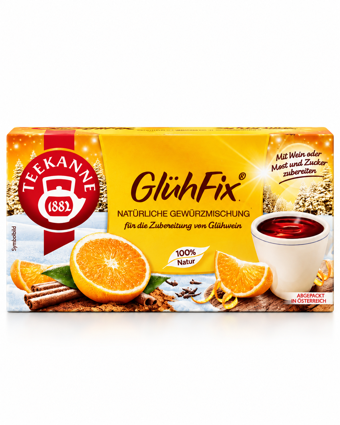Teekanne GlühFix natural spice blend for German Christmas mulled wine, 20-count box