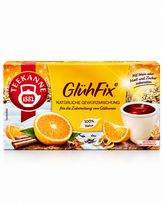 Teekanne GlühFix natural spice blend for German Christmas mulled wine, 20-count box