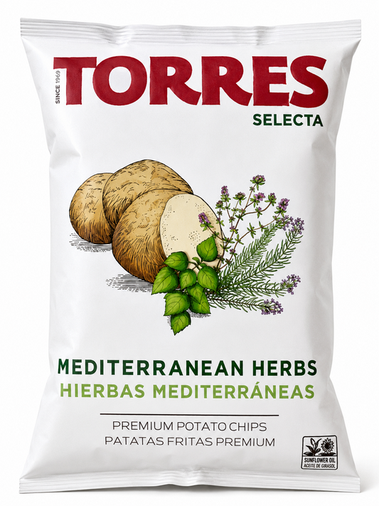Torres Selecta Mediterranean Herbs Premium Potato Chips bag